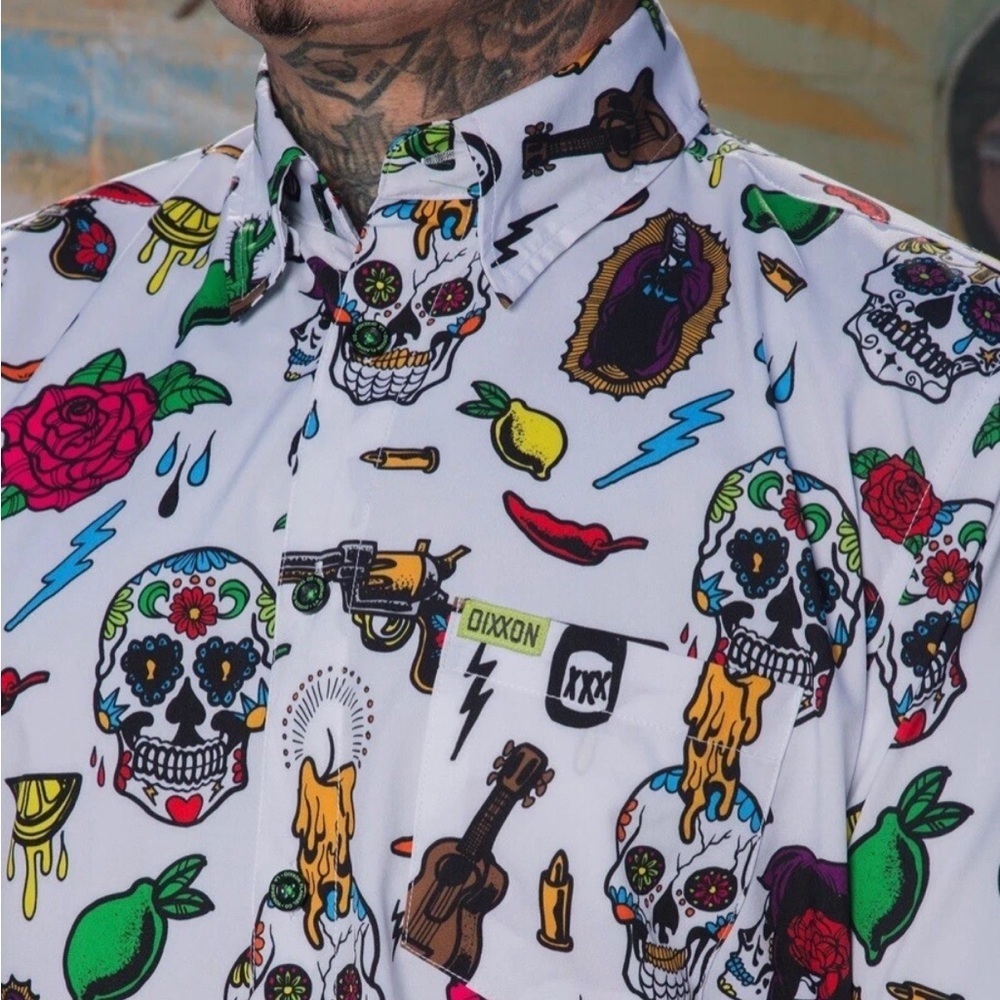❤️‍🔥❤️‍🔥DIXXON 🛠️ La Ofrenda Casual Button Down Shirt with fun Print